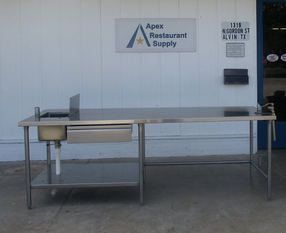 All Stainless-Steel Table w/shelf, sink & can opener 102