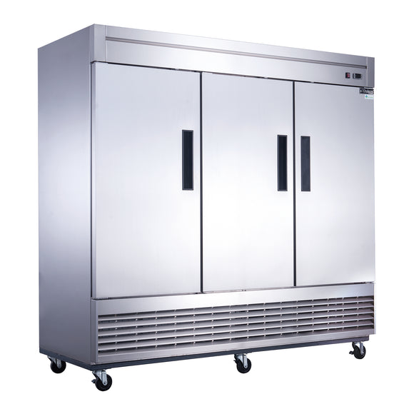 New! Dukers D83R 3-Door Bottom Mount Commercial Refrigerator in Stainless Steel