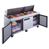 New Dukers DSP72-30M-S3 3-Door Commercial Food Prep Table Refrigerator Mega Top