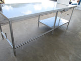 All Stainless-Steel Table w/shelf, sink & can opener 102"W x 30"D x 36"H, #7978