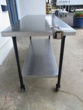 Stainless Steel 72" x 30" Table w/ lower shelf, casters, can opener base, #8784