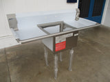 NEW OPEN BOX Kintera KES1C1824-218 Stainless Steel Single Compartment Prep Sink w/ 2 Drain Boards, 54" x 24" x 43", #8823