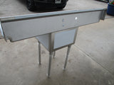 NEW OPEN BOX Kintera KES1C1824-218 Stainless Steel Single Compartment Prep Sink w/ 2 Drain Boards, 54" x 24" x 43", #8823