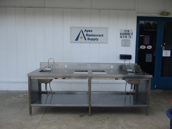 Stainless-Steel WorkStation w/backsplash, (2) hand sinks (2) food pan openings (No heat or cold), 102