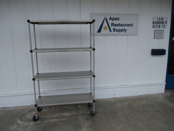 Commercial All Stainless-Steel Shelving Unit on casters 48