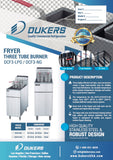 BRAND NEW DUKERS DCF3-NG 40 lb. Natural Gas Fryer with 3 Tube Burners, 2 baskets included.