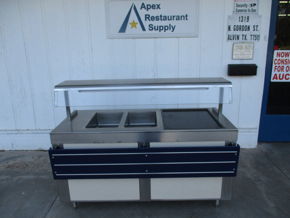 Mod U Serve 2 Well Steam Table, With Heat Plate & Tray Rail #6100