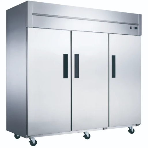 New Dukers D83AR Commercial 3-Door Top Mount Refrigerator in Stainless Steel