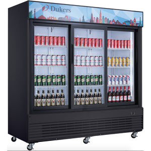 New Dukers DSM-68SR Glass Sliding 3-Door Merchandiser Refrigerator