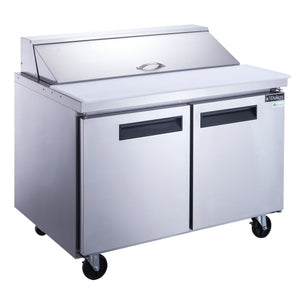 New Dukers DSP48-12-S2 2-Door Commercial Food Prep Table Refrigerator in Stainless Steel