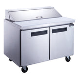 New Dukers DSP48-12-S2 2-Door Commercial Food Prep Table Refrigerator in Stainless Steel