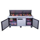 New Dukers DSP72-30M-S3 3-Door Commercial Food Prep Table Refrigerator Mega Top